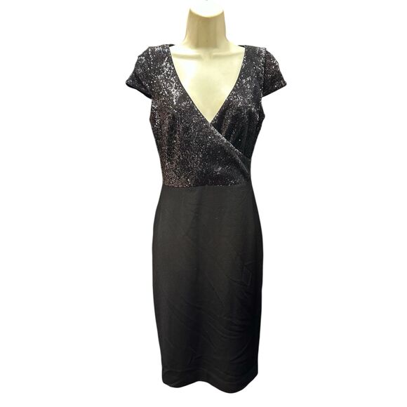 Dress The Population Jaleah Sequin Surplice Dress in Black NWT Size Small - Picture 4 of 5